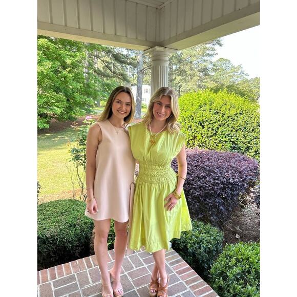 EDUN CHOI X RTR Neon Green 100% Cotton Scoop Neck Poplin Midi Dress Size 2 - Picture 13 of 15